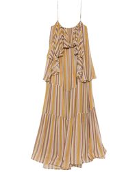 Zimmermann - Rebellion Ruffled Tiered Striped Crepe De Chine Midi Dress - Lyst