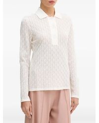 Sisley - Crochet-Knit Long-Sleeve Polo Shirt - Lyst