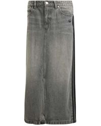 adidas - Adicolor 3-Stripes Denim Maxi Skirt - Lyst