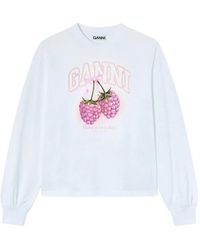 Ganni - Long-Sleeve Graphic T-Shirt - Lyst