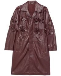 Alberta Ferretti - Floral-Appliqué Leather Coat - Lyst