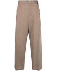 Lemaire - Stripe-pattern Belted-waist Trousers - Lyst