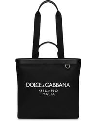 Dolce & Gabbana - Schwarze Shoppingbag Aus Nylon Mit Logo - Lyst