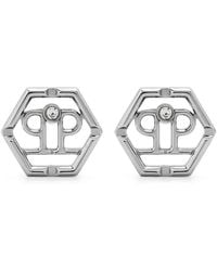 Philipp Plein - Hexagonal Logo-Charm Stud Earrings - Lyst