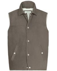 Brunello Cucinelli - Suede Down Vest With Shirt-Style Collar - Lyst