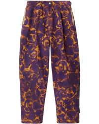 Burberry - Rose-print Tapered Trousers - Lyst