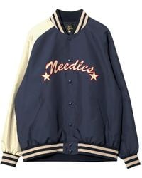 Needles - Logo-Embroidered Contrast-Sleeve Bomber Jacket - Lyst