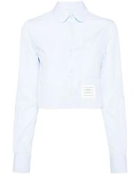 Thom Browne - Logo-Patch Cropped Shirt - Lyst