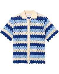 MC2 Saint Barth - Monet Crochet-Effect Cotton Knit Polo With Striped Pattern - Lyst