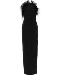 The Attico - Long Dress With Feather Trim - Lyst