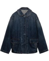 Prada - Washed Denim Blouson Jacket - Lyst