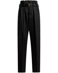 Etro - Wide-Leg Wool Trousers With Belt - Lyst
