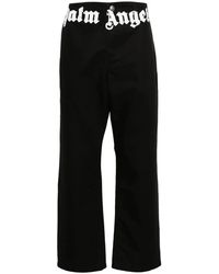 Palm Angels - Cotton Trousers With Logo Print - Lyst