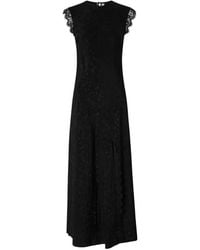Pinko - Lace-Trim Jacquard-Pattern Midi Dress - Lyst