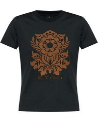 Etro - Floral Print Jersey T-Shirt - Lyst