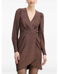 Morgan - Rnino Metallic-Effect Wrap-Style Mini Dress - Lyst
