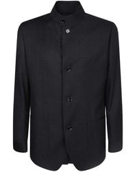 Lardini - Check-Pattern Mandarin-Collar Jacket - Lyst