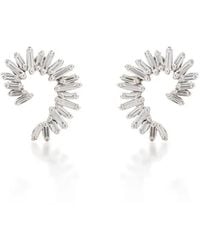Suzanne Kalan - 18Kt Diamond Baguette Spiral Earrings - Lyst