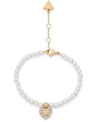 Guess - Beloved Heart-Charm Beaded Bracelet - Lyst
