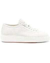 Santoni - Cow Leather Trainers With Textured Upper - Lyst