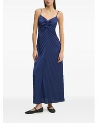 Abercrombie & Fitch - Pleated V-Neck Midi Dress - Lyst