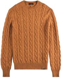 Fay - Cable-Knit Round-Neck Sweater - Lyst