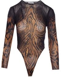 Jean Paul Gaultier - Mesh-Body Mit Tiger-Print - Lyst