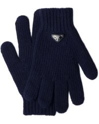 Prada - Triangle-Logo Knit Gloves - Lyst