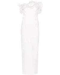 Alessandra Rich - White Ruffled Cady Column Dress - Women's - Spandex/elastane/silk/cupro/viscosespandex/elastane - Lyst