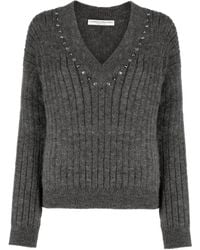 Alessandra Rich - Stud-Embellished Ribbed-Knit Jumper - Lyst