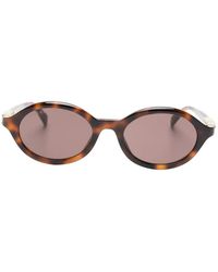 Gucci - Ovale Sonnenbrille Mit Kristallen - Lyst