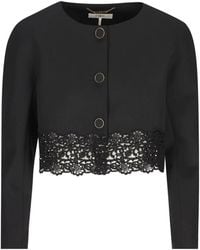 Chloé - Lace-Trim Cropped Cardigan - Lyst