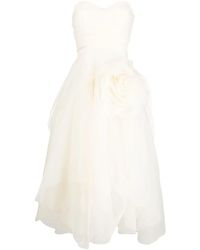 Ana Radu - Floral-Appliqué Organza Midi Dress - Lyst