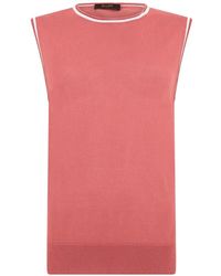 Moorer - Sleeveless Contrast-Trim Sweater - Lyst