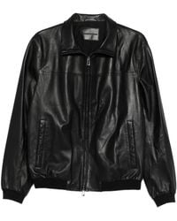Emporio Armani - Leather Blouson Jacket - Lyst