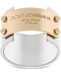 Dolce & Gabbana - Anello a fascia con placca logo - Lyst
