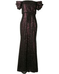 Badgley Mischka Off-shoulder Avondjurk - Zwart