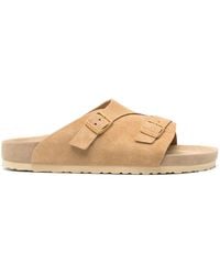 Birkenstock - Suede Open-Toe Buckle Slides - Lyst