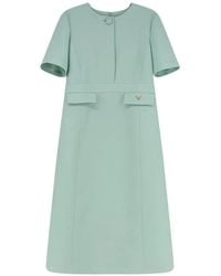 Valentino Garavani - Vlogo-Plaque Short-Sleeve Midi Dress - Lyst