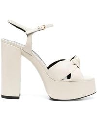 Saint Laurent - 125 Mm Bianca Sandalen Met Plateauzool - Lyst