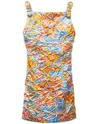 Versace - Printed Silk Duchesse Mini Dress - Lyst