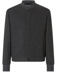 ZEGNA - Dark Multimélange Oasi Cashmere Elements Bomber Jacket - Lyst