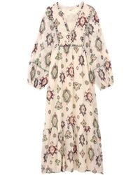 Ba&sh - Oelia Embroidered Ikat-Print Midi Dress - Lyst