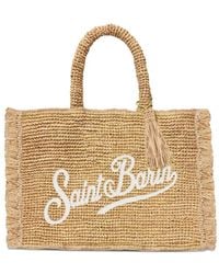 MC2 Saint Barth - Vanity Fringed Raffia Mini Tote Bag - Lyst