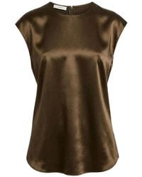 Vince - Satin-Finish Sleeveless Blouse - Lyst