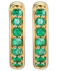 David Yurman - 18kt Yellow Gold Petite Pavé Emerald huggie Earrings - Lyst