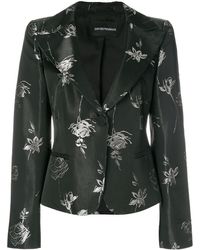Giorgio Armani Blazer à fleurs brodées - Noir