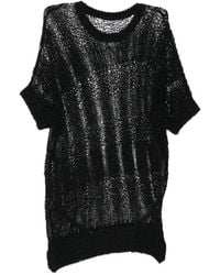 Y's Yohji Yamamoto - Plaid Loose-Knit Asymmetric Drape Top - Lyst