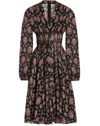 Dolce & Gabbana - Long-Sleeves Floral Midi Dress - Lyst