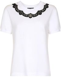 Dolce & Gabbana - T-Shirt mit Spitzendetail - Lyst